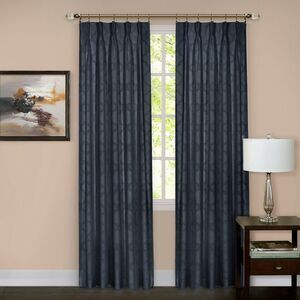 Navy Trellis Contemporary Window Curtain Panel: 34" x 63", Pinch Pleat Panel